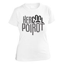 Dievčenské bavlnené tričko biele s krátkymi rukávmi s nápisom Hecrool Poirot podľa seriálového detektíva Hercule Poirota